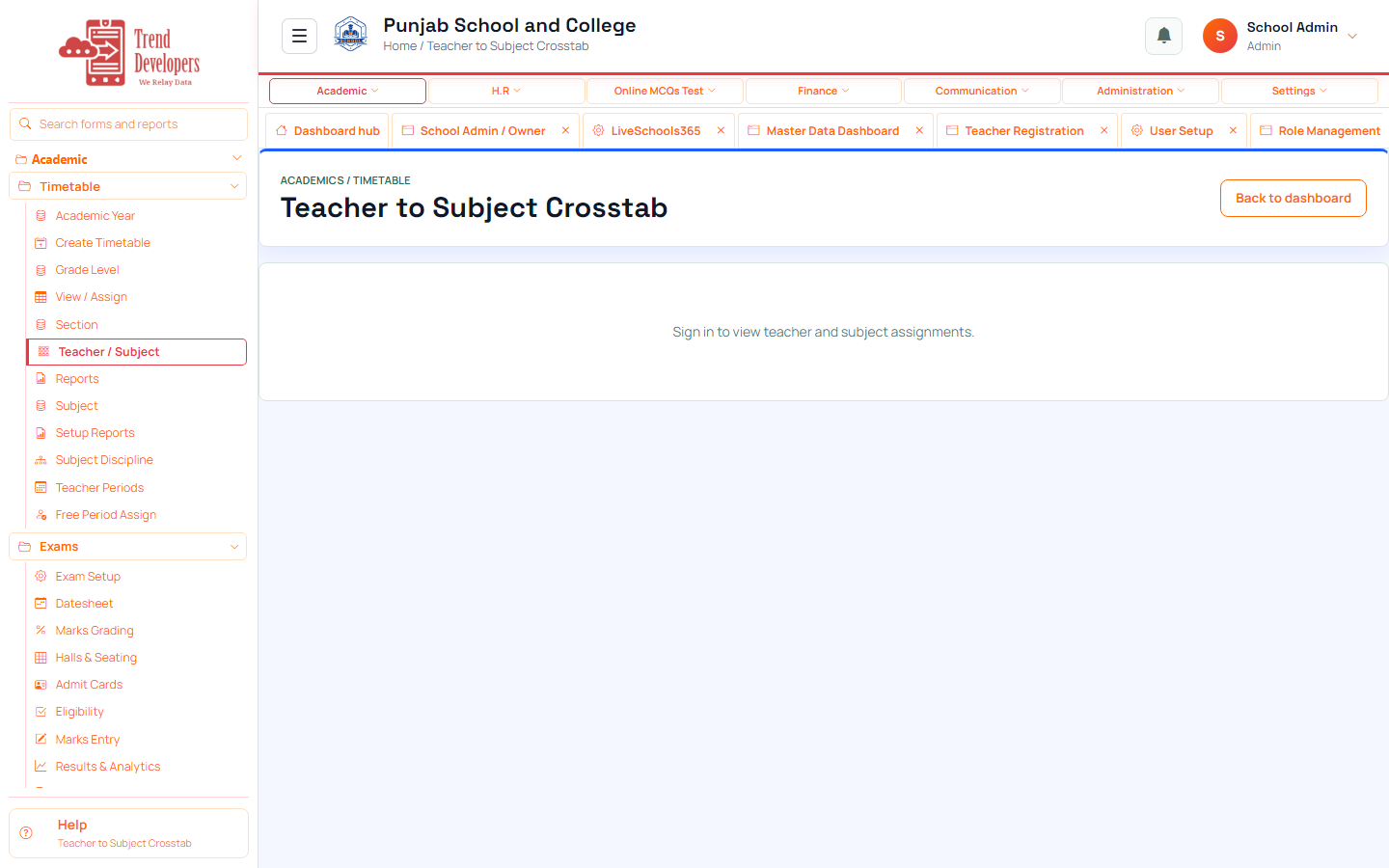 Teacher to subject coverage
