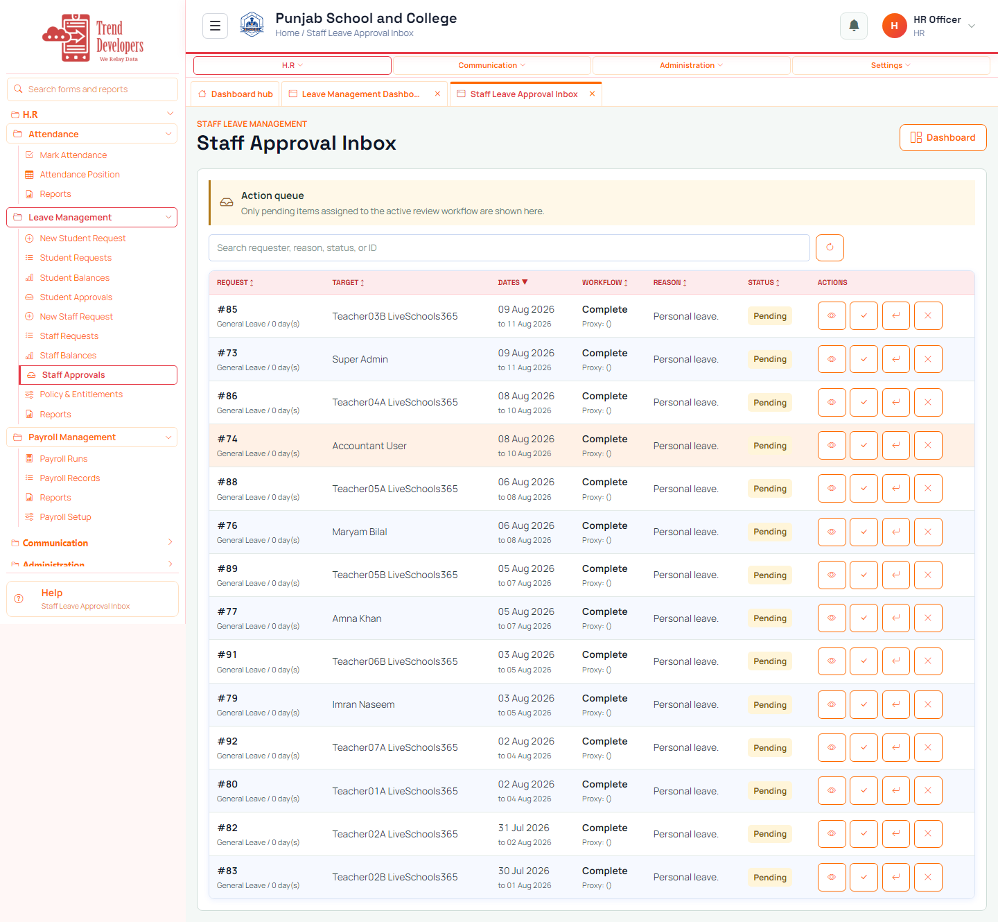 Review a staff leave request